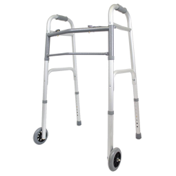 Ez2care Deluxe Two Button Folding Walker with 5-Inch Wheels